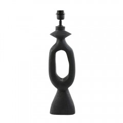 LAMP WOOD MATT BLACK DJ WITH BLACK SHADE - TABLE LAMPS